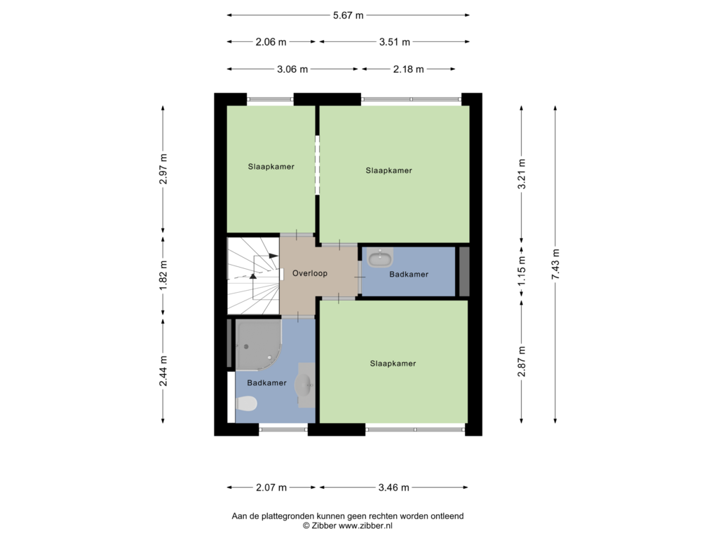 View floorplan of Eerste Verdieping of Kwartelstraat 3