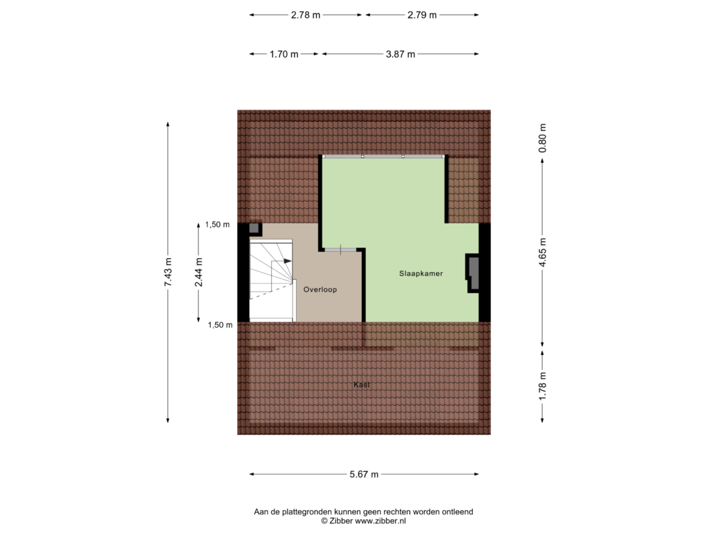 View floorplan of Tweede verieping of Kwartelstraat 3