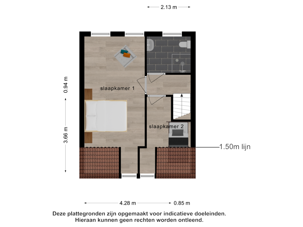 View floorplan of 1e verdieping of Kanonweistraat 8