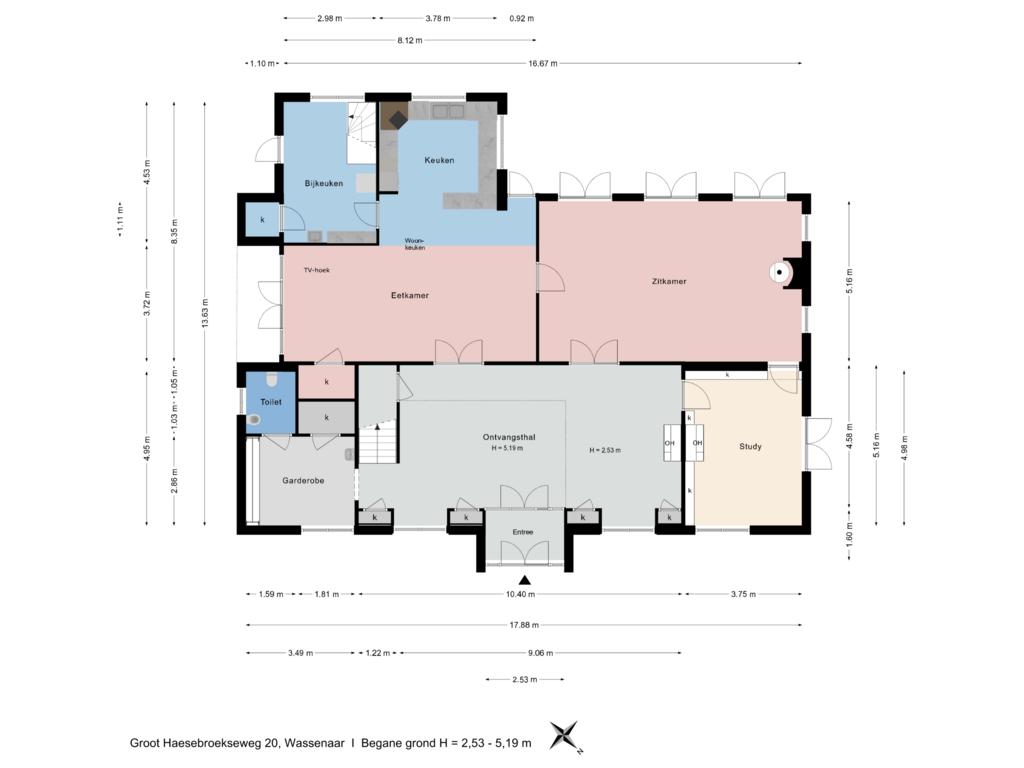 Bekijk plattegrond van Begane grond van Groot Haesebroekseweg 20