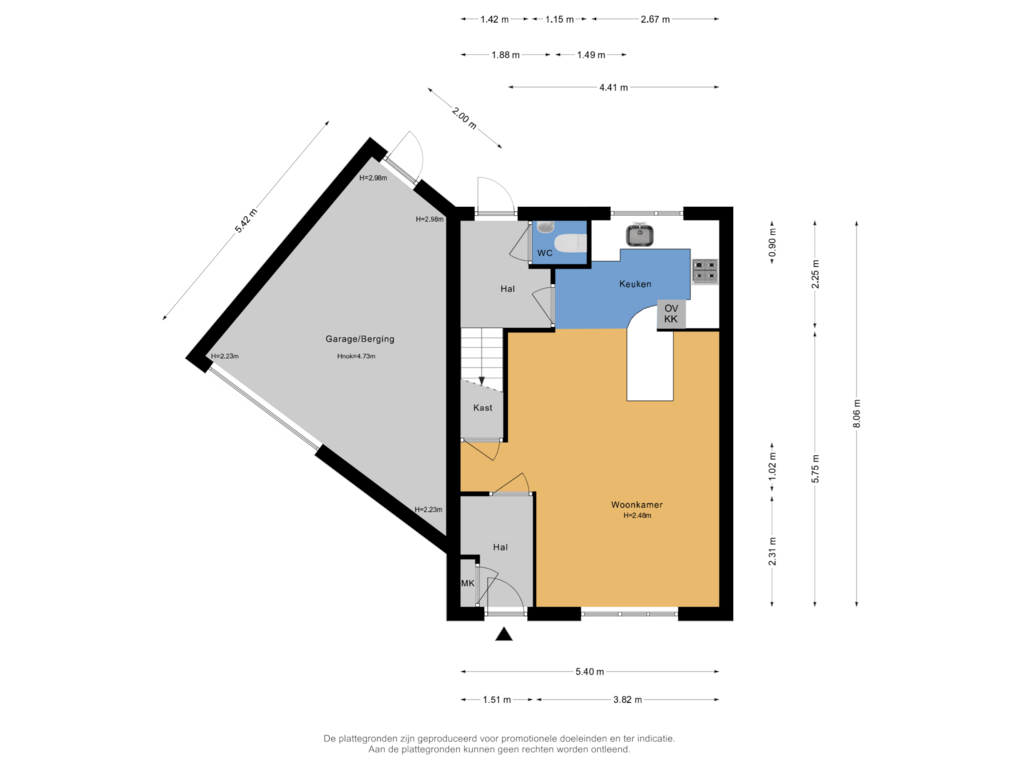 Bekijk plattegrond van Begane grond van Sterrenlaan 2