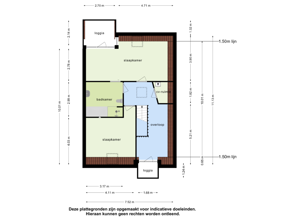 View floorplan of 1e verdieping of Waterborgh 16