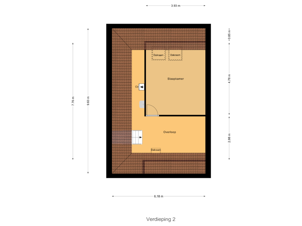 Bekijk plattegrond van Verdieping 2 van Wittenkamp 60