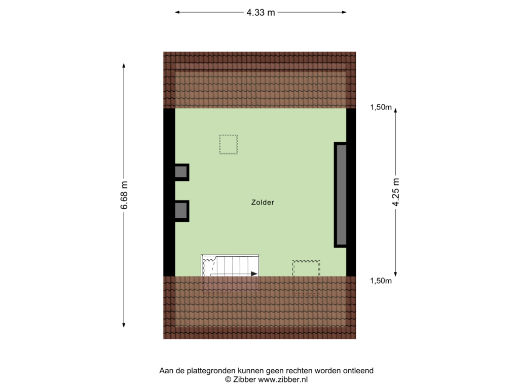 Bekijk plattegrond van Derde Verdieping van Gymnasiumstraat 3-B