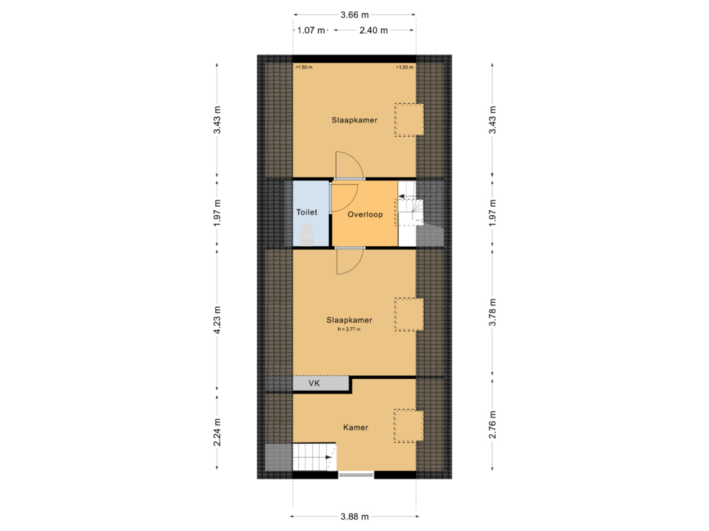 View floorplan of Eerste verdieping of Westfriesedijk 106