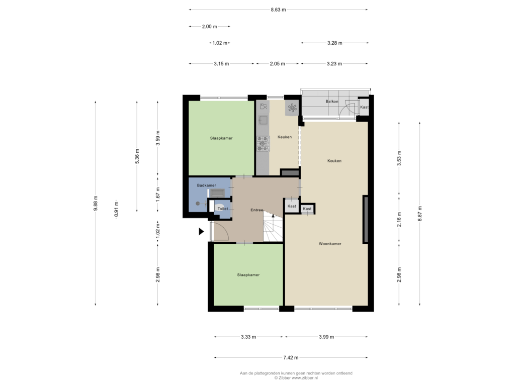 Bekijk plattegrond van Derde Verdieping van Koningin Julianalaan 91