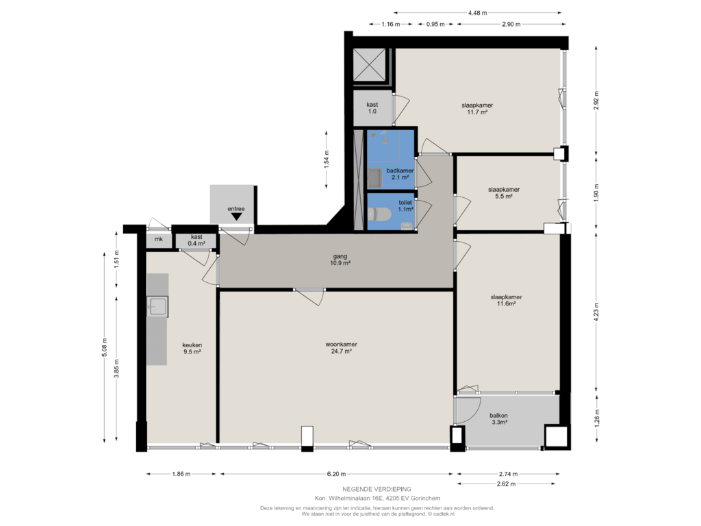 Bekijk plattegrond van First floor van Koningin Wilhelminalaan 16-E