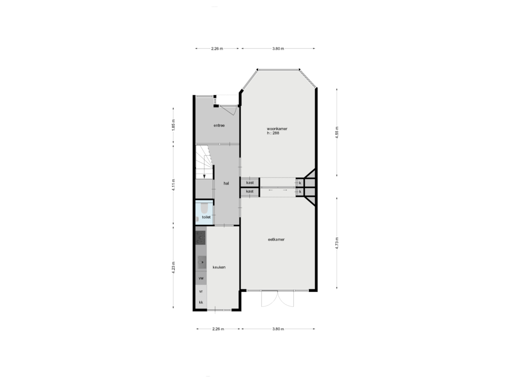 View floorplan of begane grond of Julianalaan 11