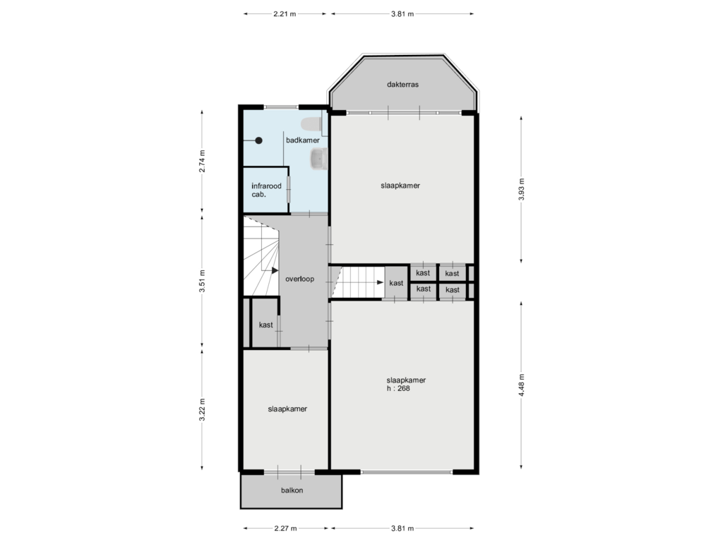 View floorplan of 1e verdieping of Julianalaan 11