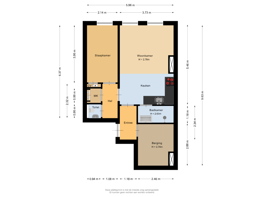 View floorplan of Appartement of Prins Hendrikkade 142-A02