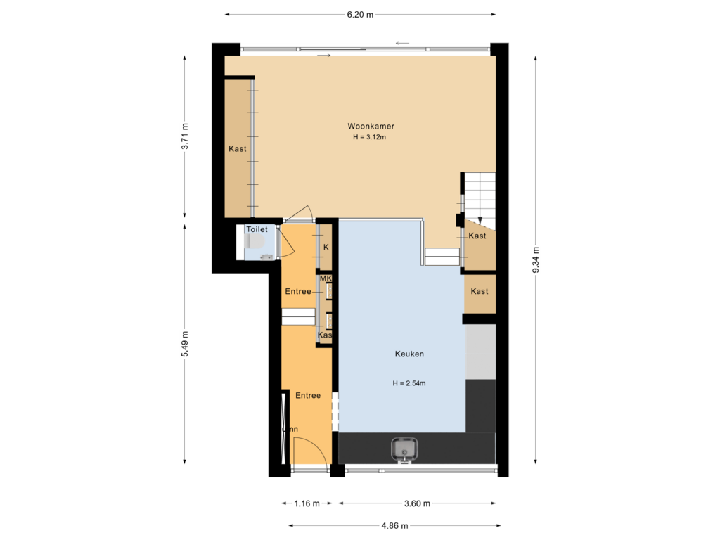 Bekijk plattegrond van Begane grond van John Blankensteinstraat 135-C