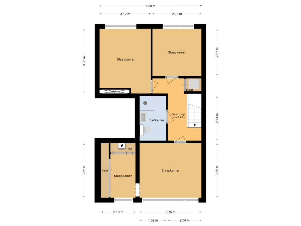 Bekijk plattegrond van Eerste verdieping van John Blankensteinstraat 135-C