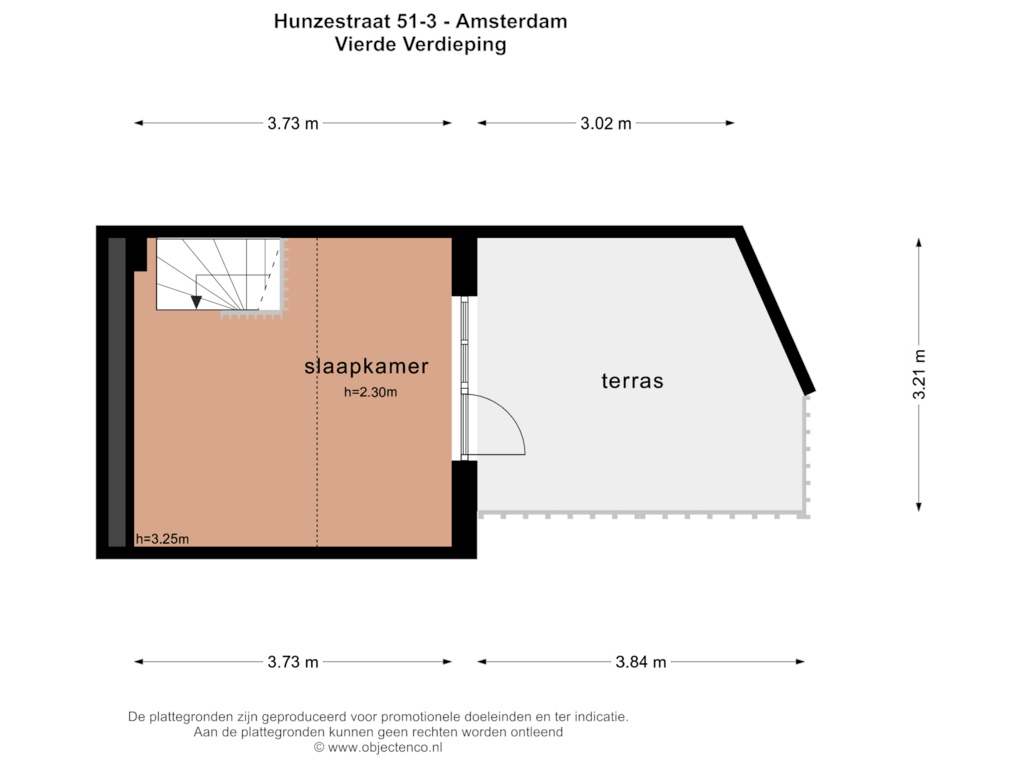 Bekijk plattegrond van Vierde Verdieping van Hunzestraat 51-3