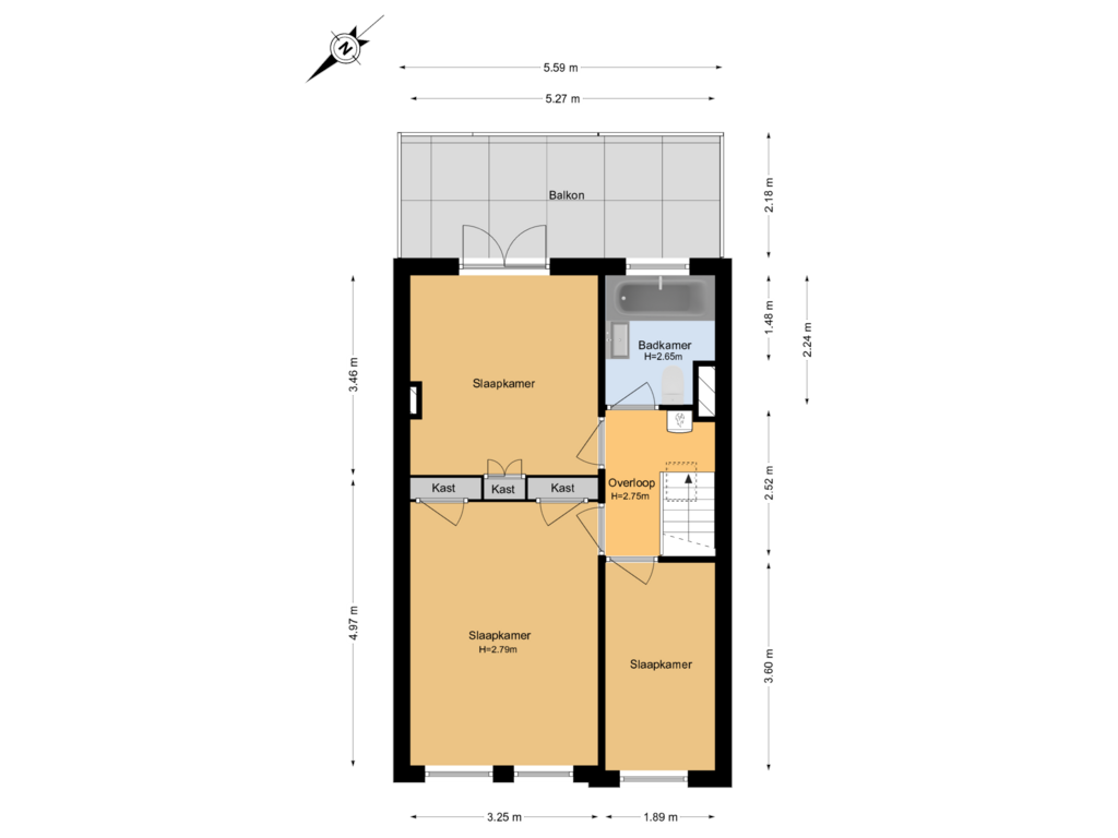 View floorplan of 1e Verdieping of Gedempte Schalk Burgergracht 80