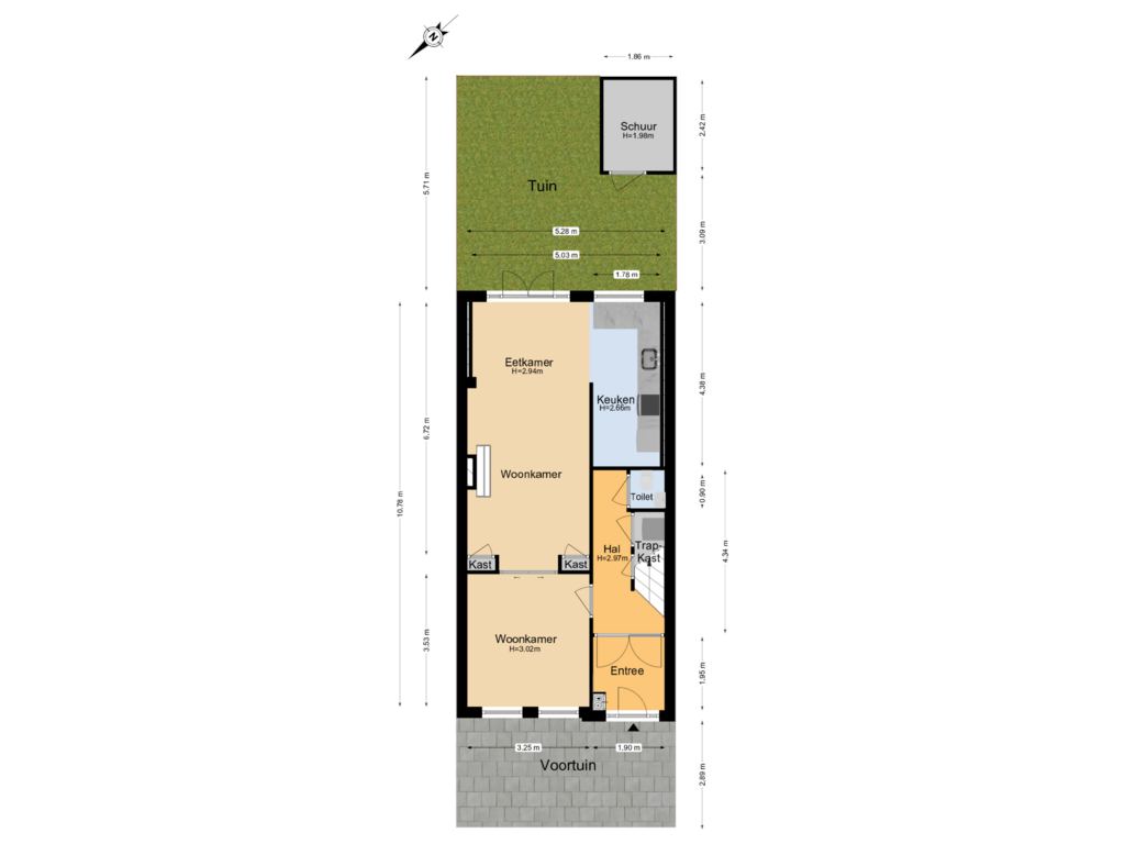 View floorplan of Begane Grond + Tuin of Gedempte Schalk Burgergracht 80