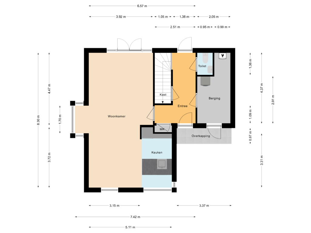 Bekijk plattegrond van Begane grond van de Doelen 43