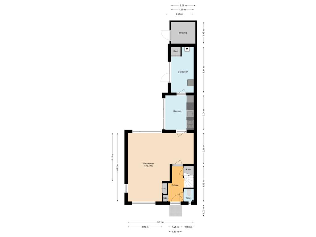 View floorplan of Begane grond of Van Rootselaarstraat 2