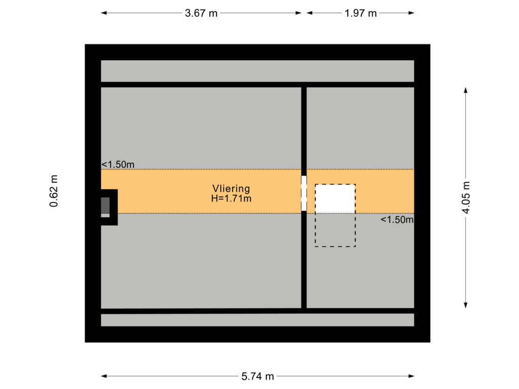 View floorplan of Vliering of Van Rootselaarstraat 2