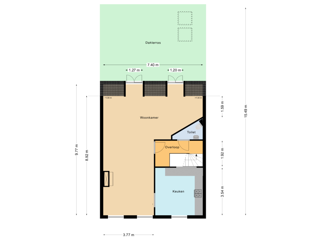 View floorplan of Eerste verdieping of Zuidstraat 37