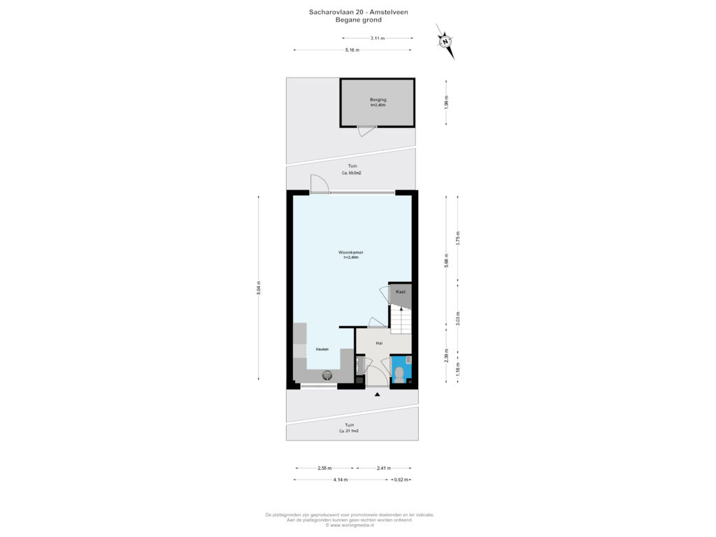 View floorplan of Begane grond of Sacharovlaan 20