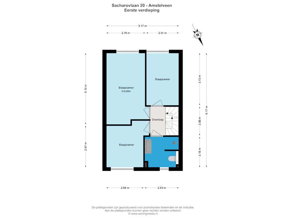 View floorplan of Eerste verdieping of Sacharovlaan 20