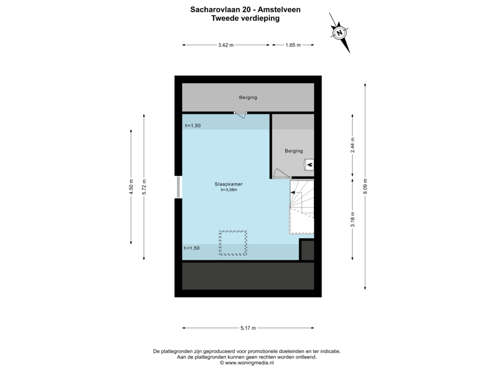 View floorplan of Tweede verdieping of Sacharovlaan 20