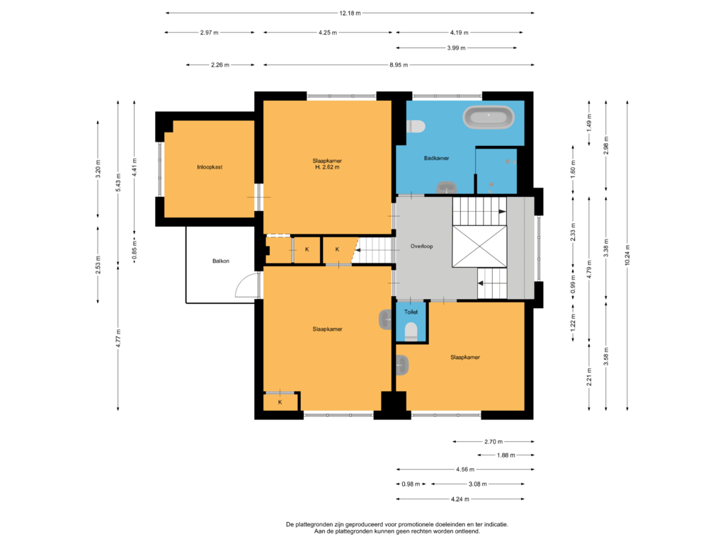 View floorplan of Eerste verdieping of Rembrandtlaan 99