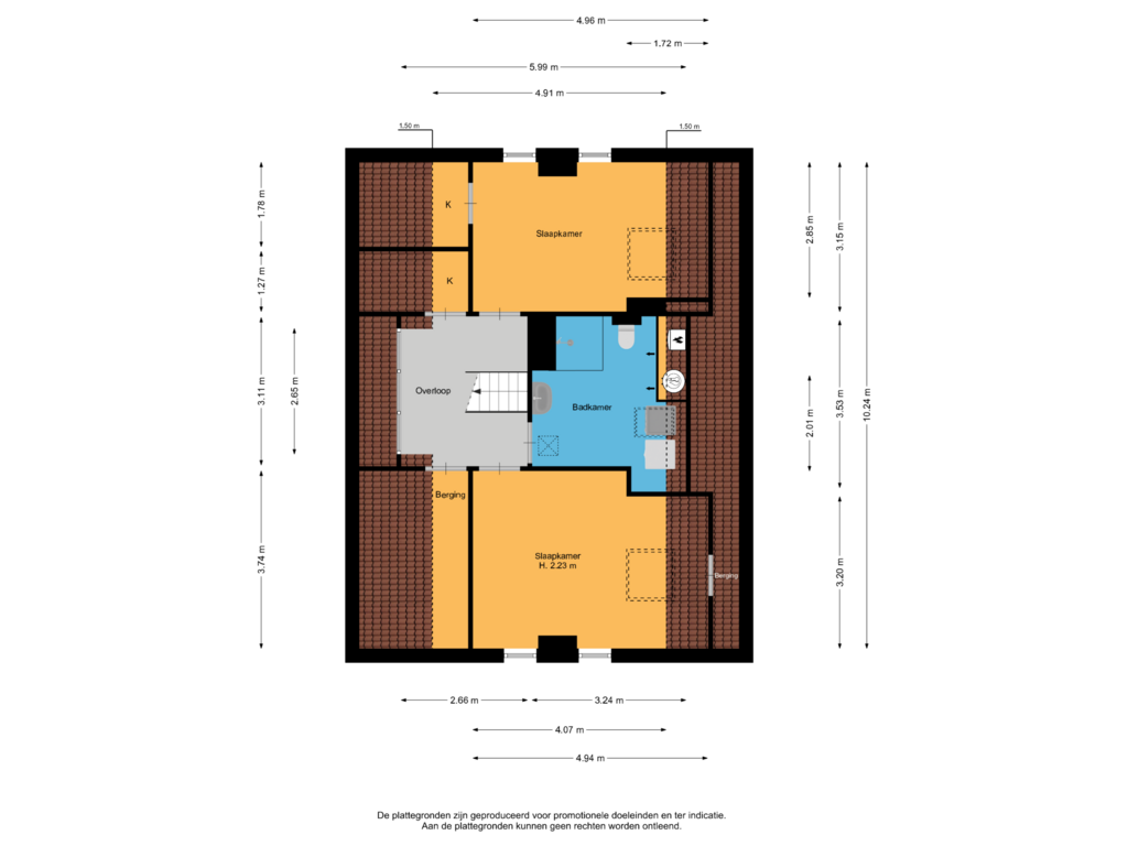 View floorplan of Tweede verdieping of Rembrandtlaan 99