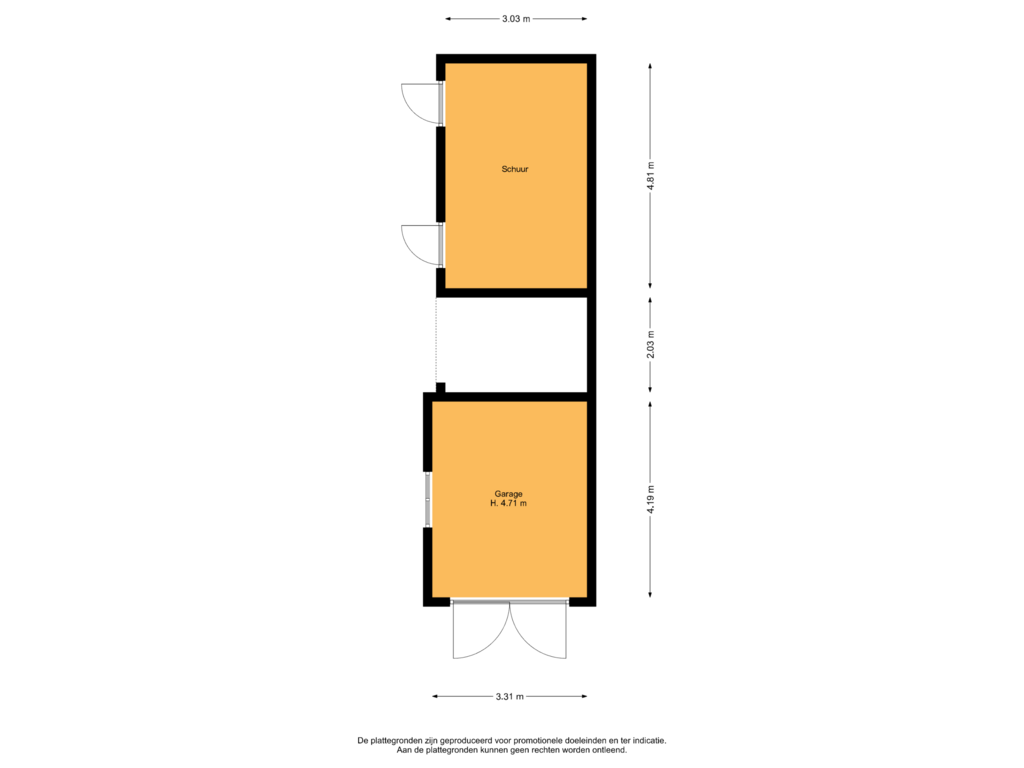 View floorplan of Garage & Schuur of Rembrandtlaan 99