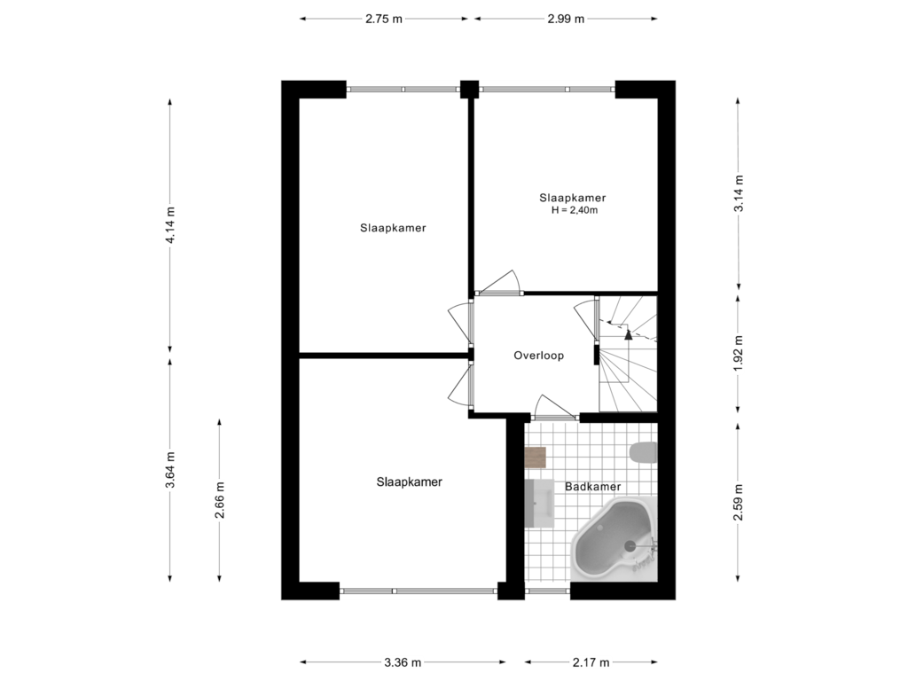 View floorplan of 1e Verdieping of Zijperlaan 15