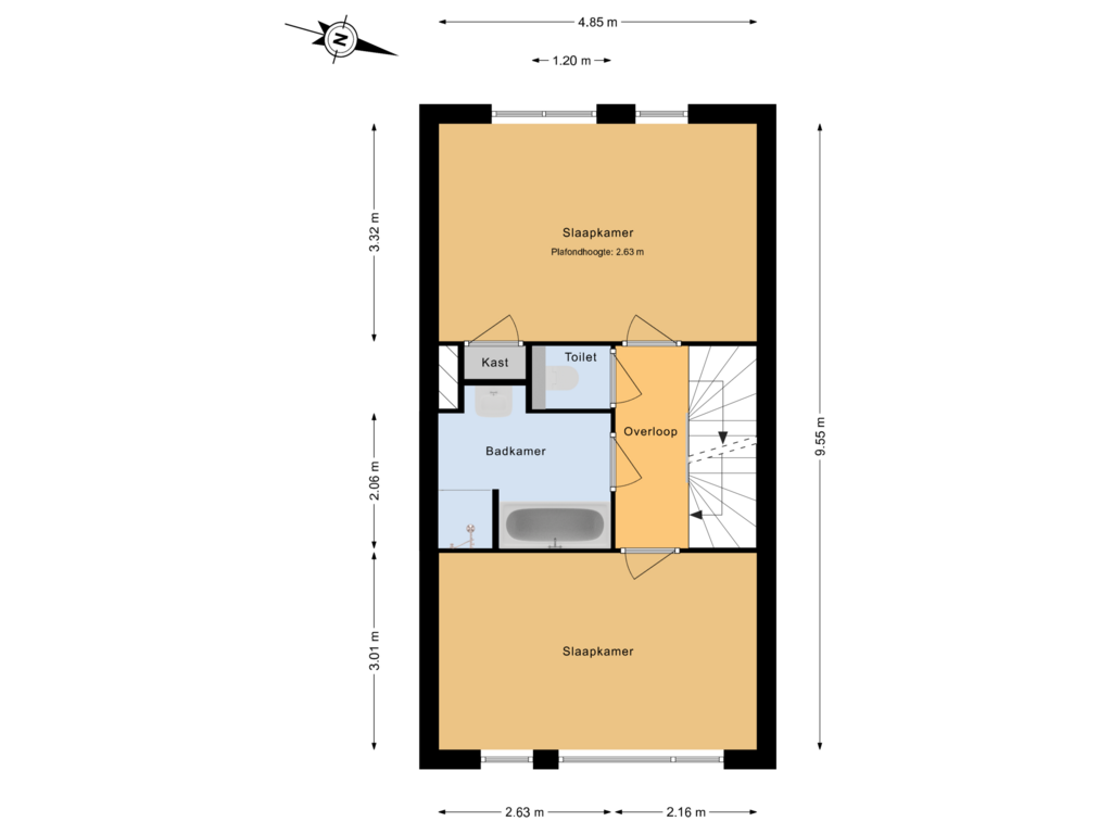 Bekijk plattegrond van 2e Verdieping van Johan de Wittstraat 222