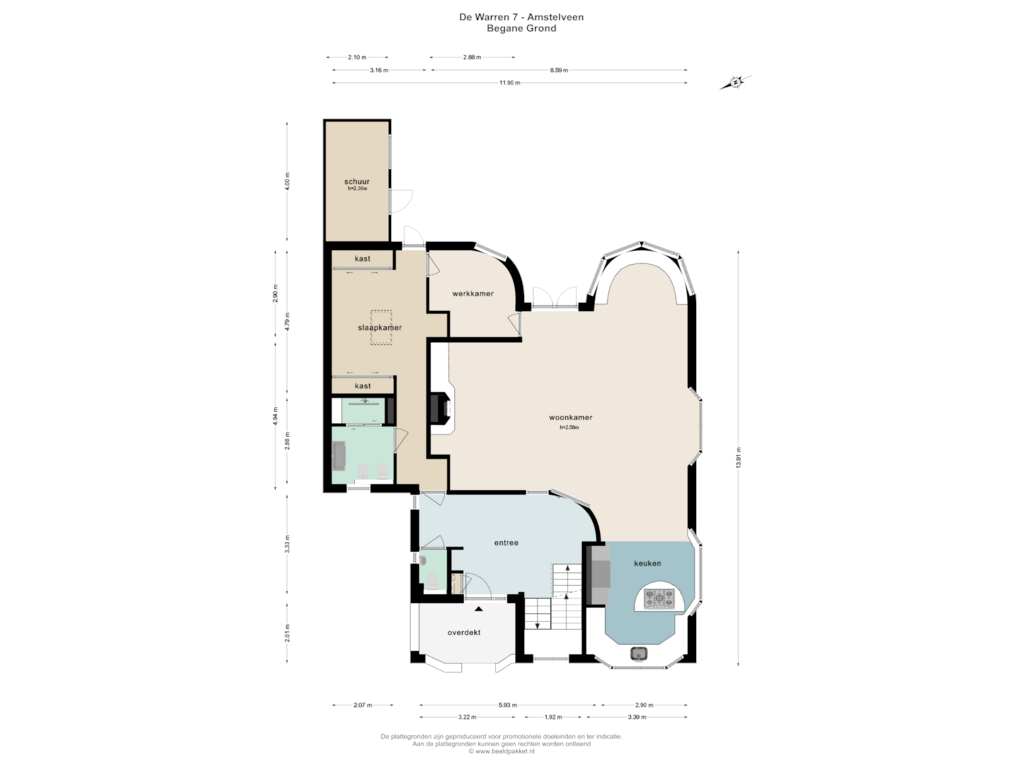 Bekijk plattegrond van BEGANE GROND van De Warren 7