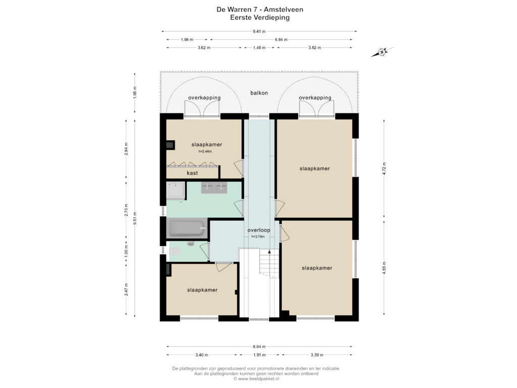 Bekijk plattegrond van EERSTE VERDIEPING van De Warren 7