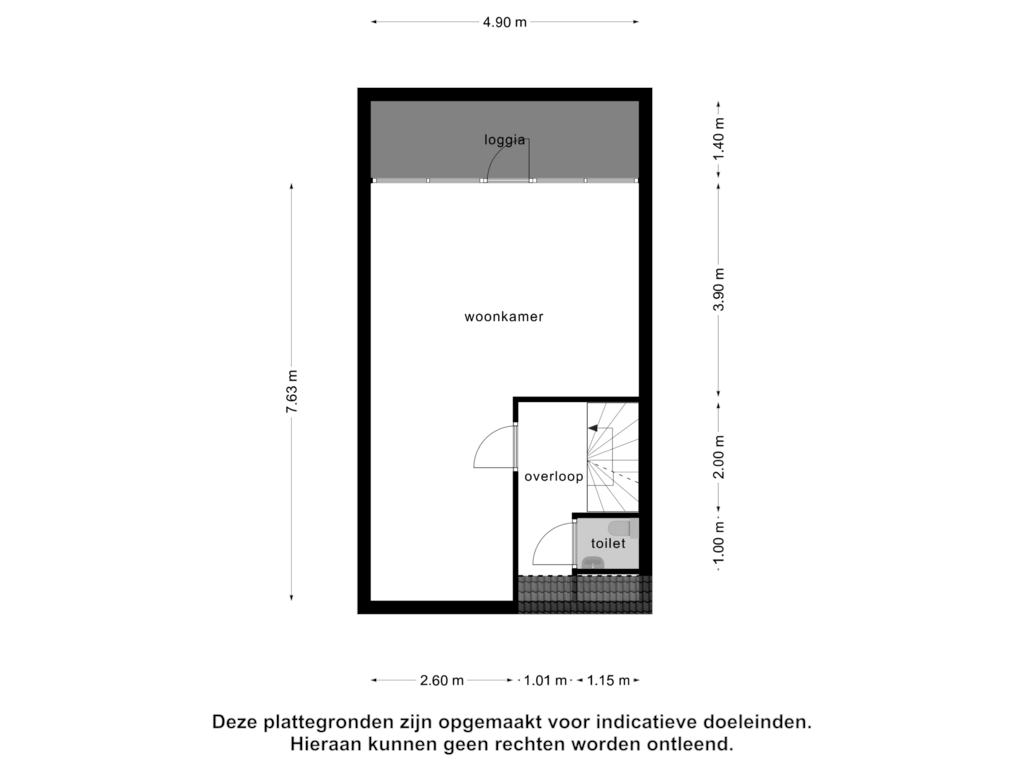 View floorplan of 1e verdieping of Binnenweg 31