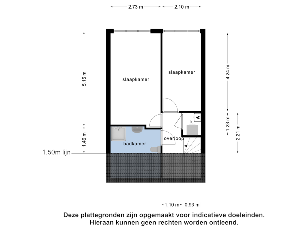 View floorplan of 2e verdieping of Binnenweg 31