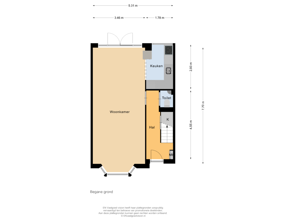 Bekijk plattegrond van Begane grond van Krokusstraat 45