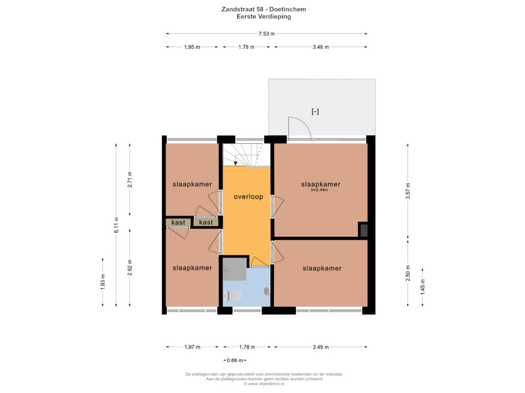 Bekijk plattegrond van EERSTE VERDIEPING van Zandstraat 58