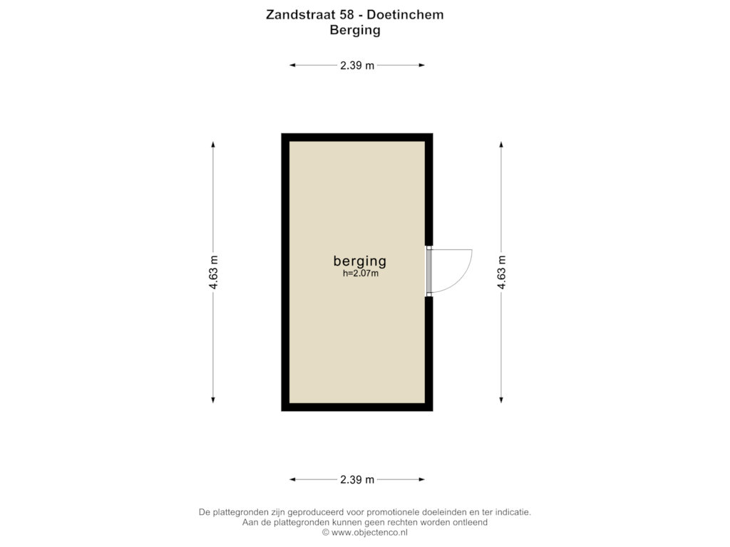 Bekijk plattegrond van BERGING van Zandstraat 58