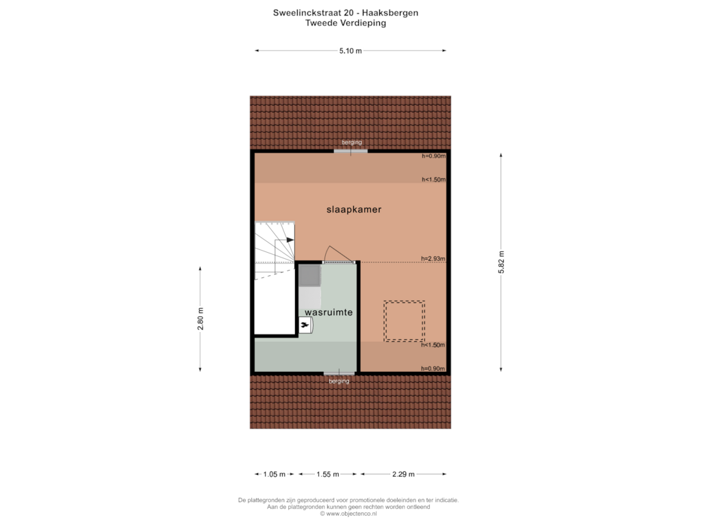 Bekijk plattegrond van Tweede Verdieping van Sweelinckstraat 20