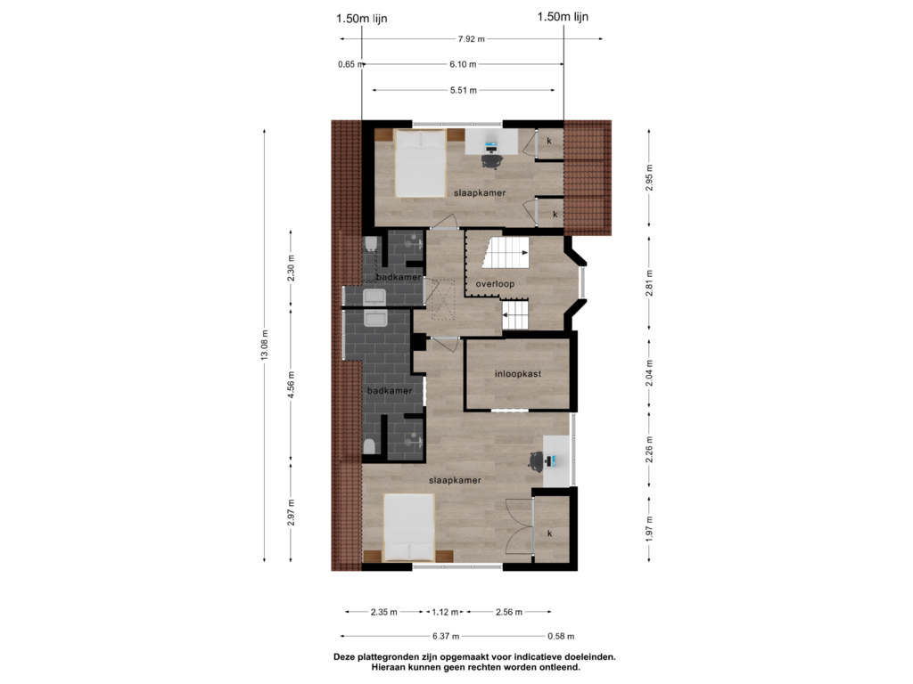 View floorplan of 1e verdieping of Duinweg 83