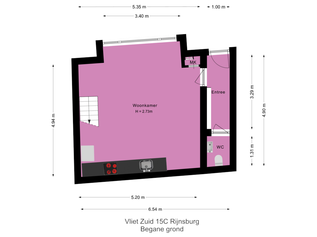 Bekijk plattegrond van Begane grond van Vliet Zuidzijde 15-C