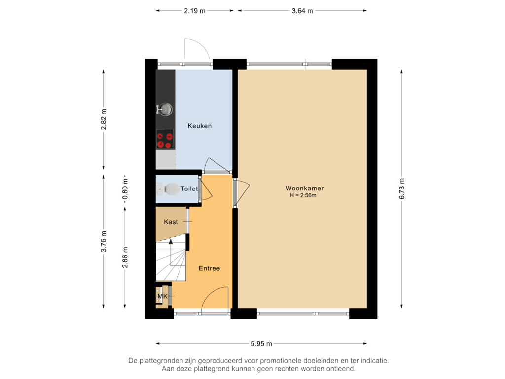 Bekijk plattegrond van Begane grond van van Brederodestraat 28