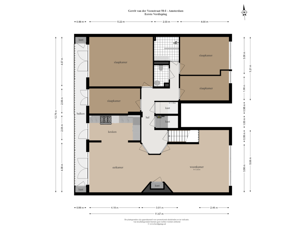 View floorplan of Eerste Verdieping of Gerrit van der Veenstraat 50-1