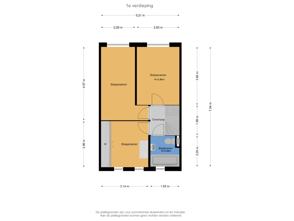 Bekijk plattegrond van 1e verdieping van Speelman 6