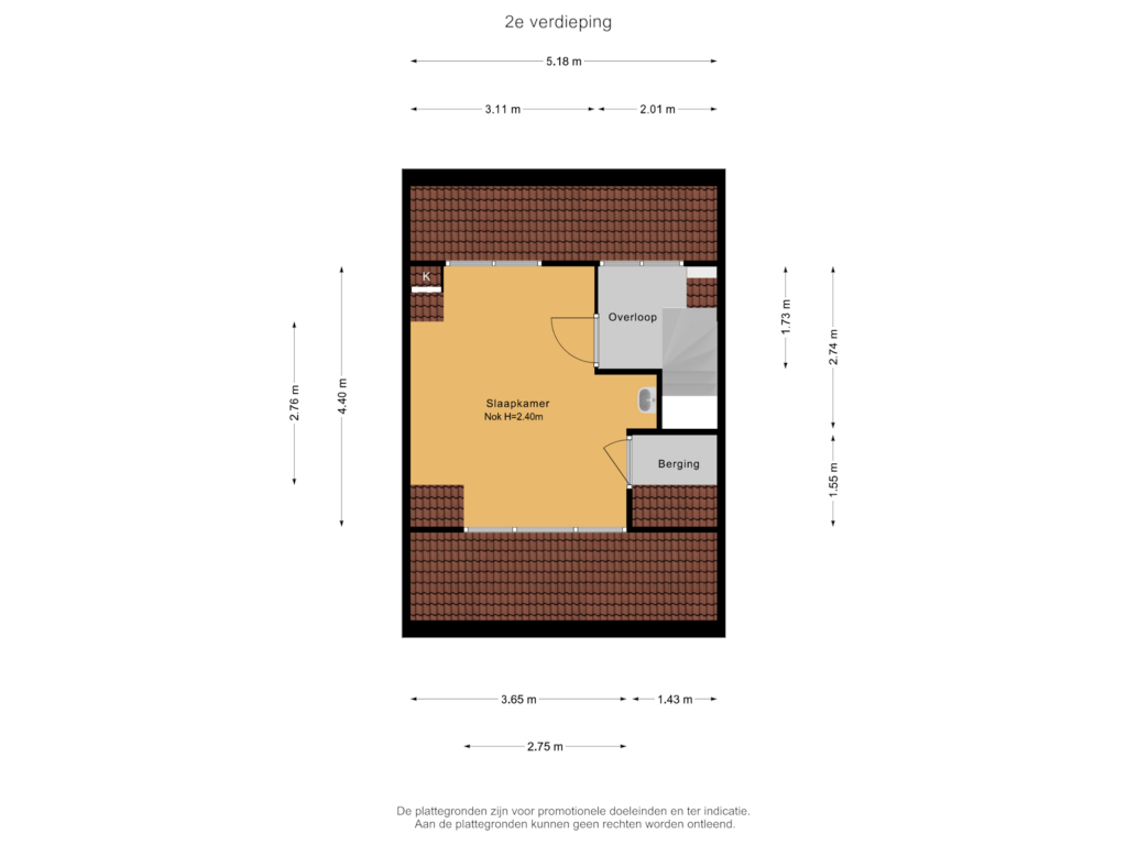 Bekijk plattegrond van 2e verdieping van Speelman 6