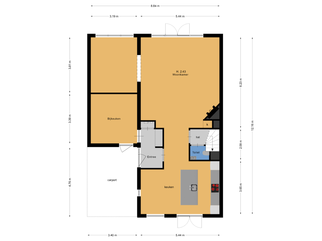 View floorplan of BG of Abraham Crijnssenstraat 8