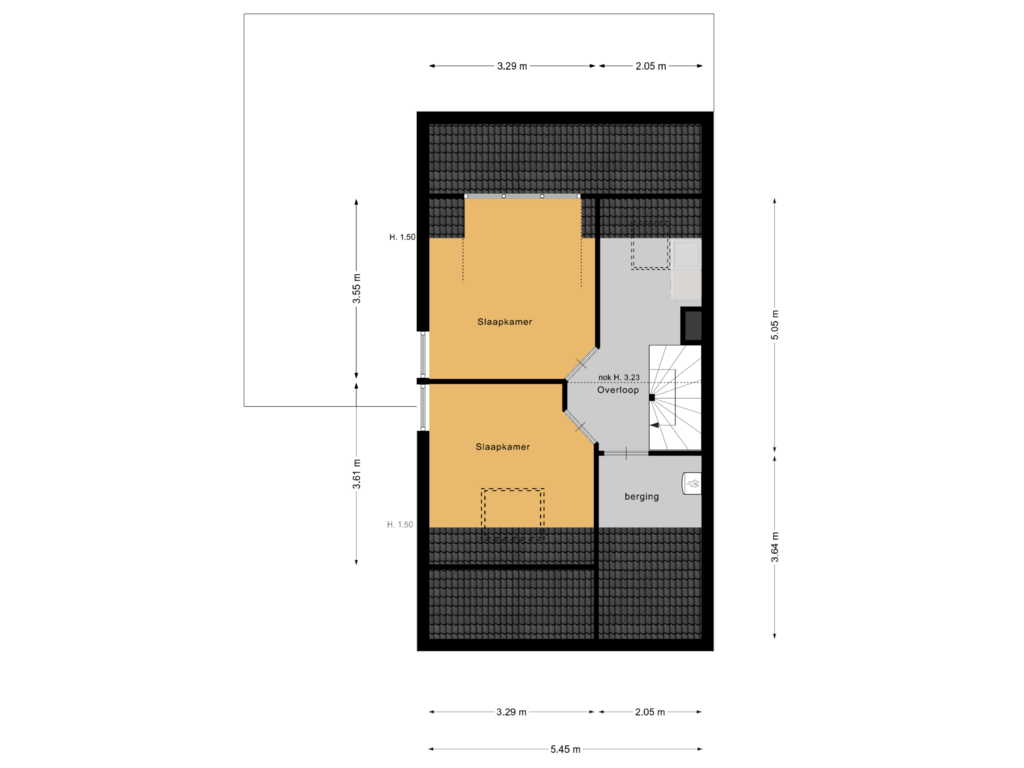 View floorplan of 2de verdieping of Abraham Crijnssenstraat 8