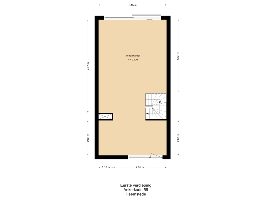 View floorplan of Eerste verdieping of Ankerkade 59