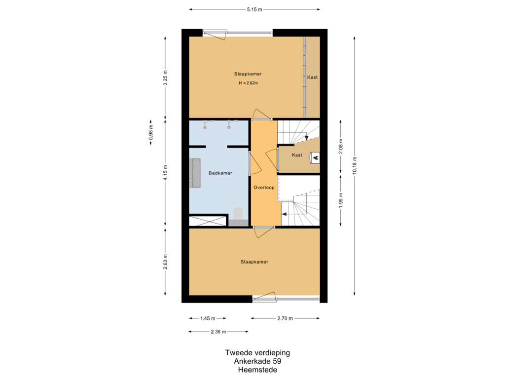 View floorplan of Tweede verdieping of Ankerkade 59