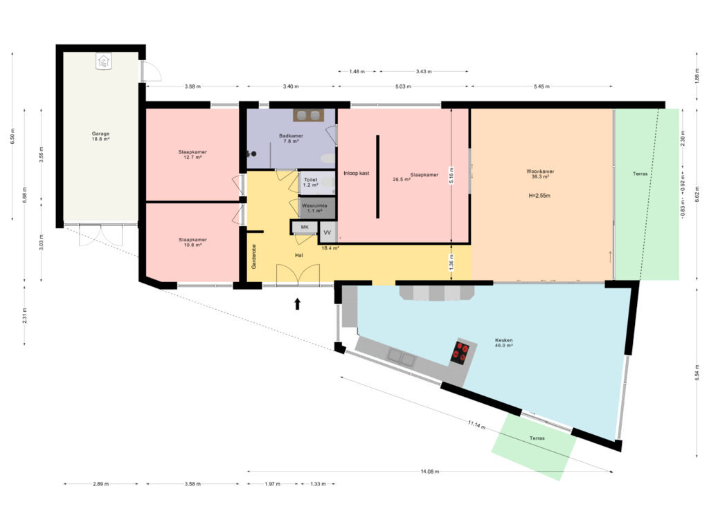 View floorplan of Bungalow of Vredelaan 46